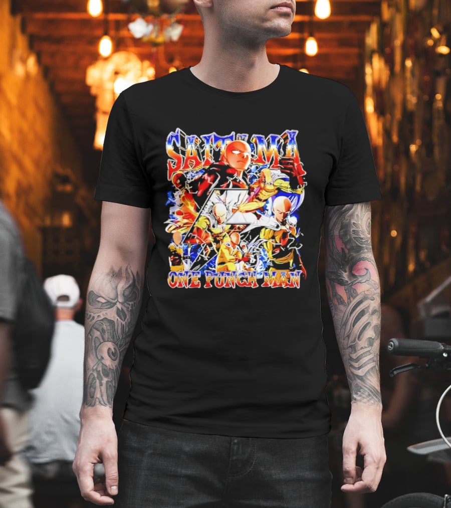 Saitama One Punch Man Anime Manga Superhero Action Pose Compilation T-Shirt
