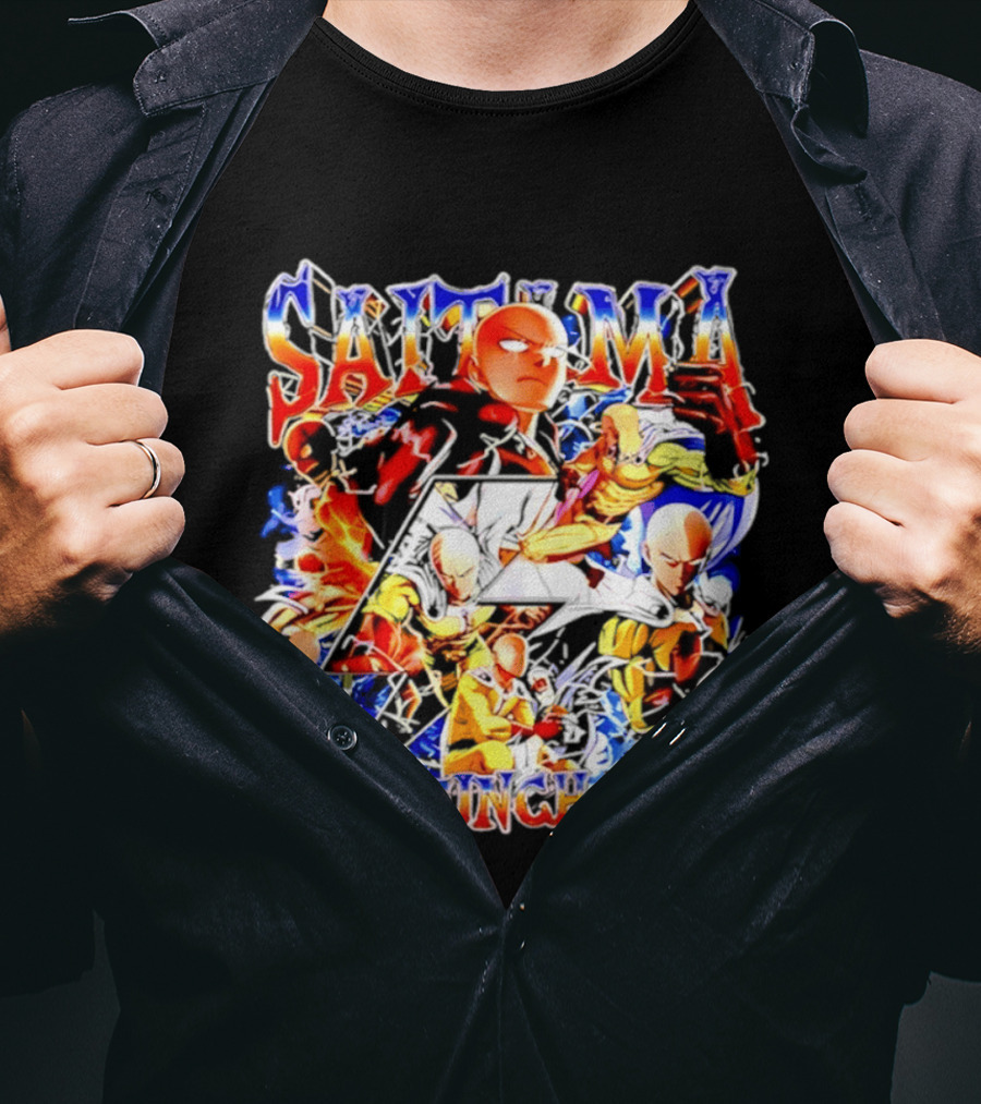Saitama One Punch Man Anime Manga Superhero Action Pose Compilation T-Shirt