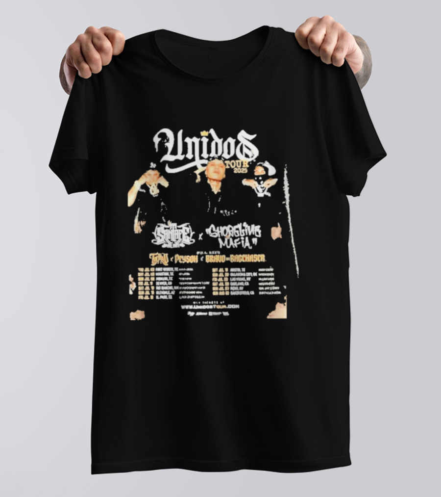 Unidos Tour 2025 Santa Fe Klan Shoreline Mafia Tour Dates Kelvin Azari Beni Fnt GeraMX Scarface T-Shirt