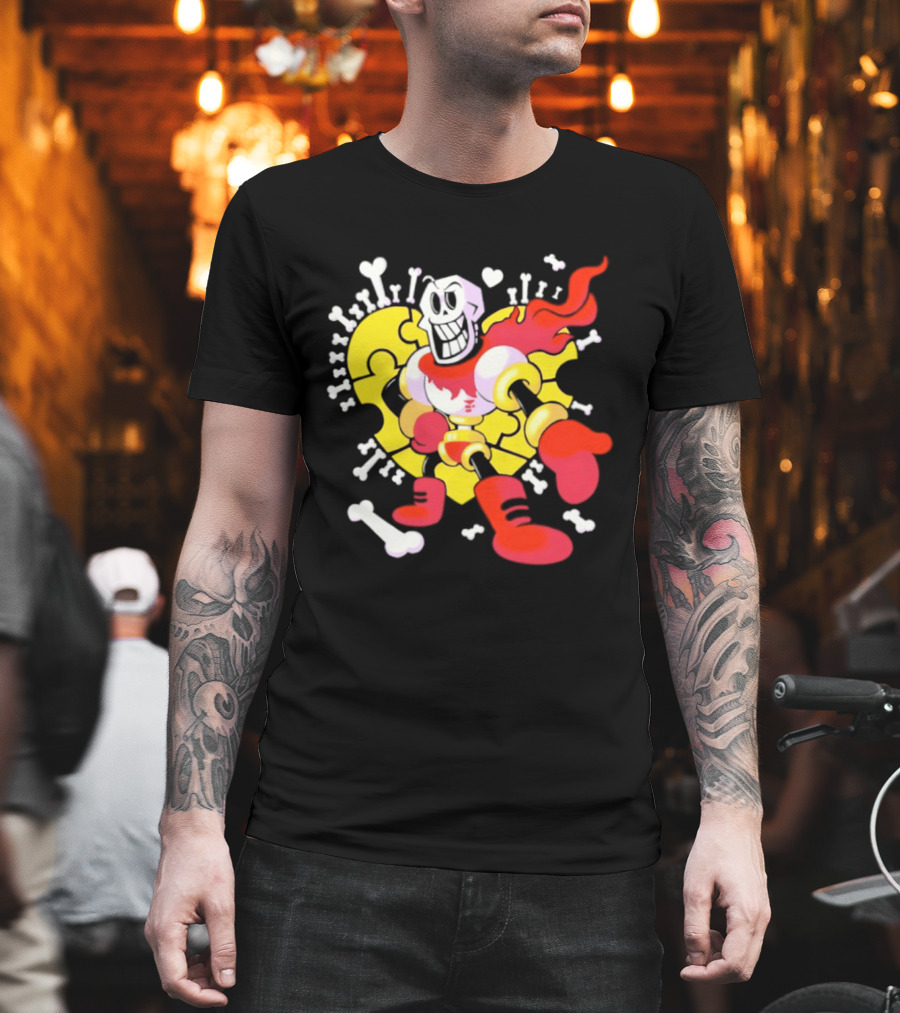 Papyrus Bonetrousle 10th Anniversary Undertale Puzzle Heart Skeleton T-Shirt