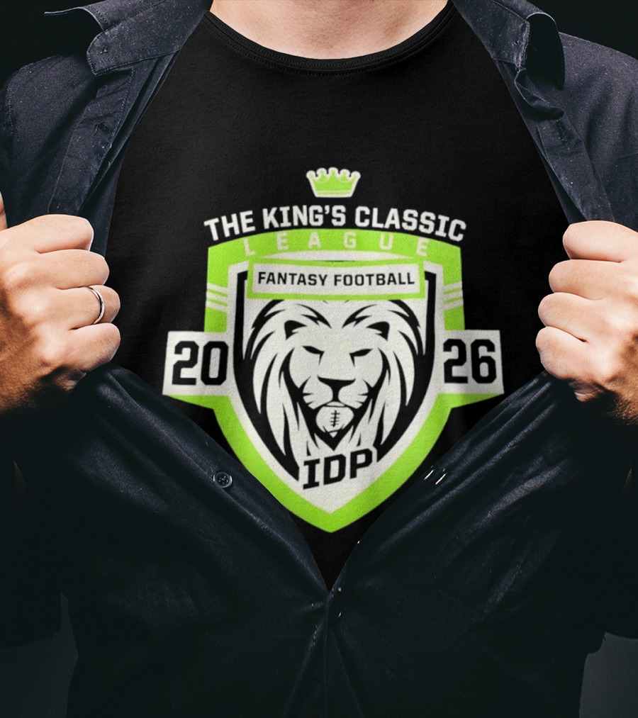 The King's Classic League Fantasy Football 2026 IDP Lion T-Shirt