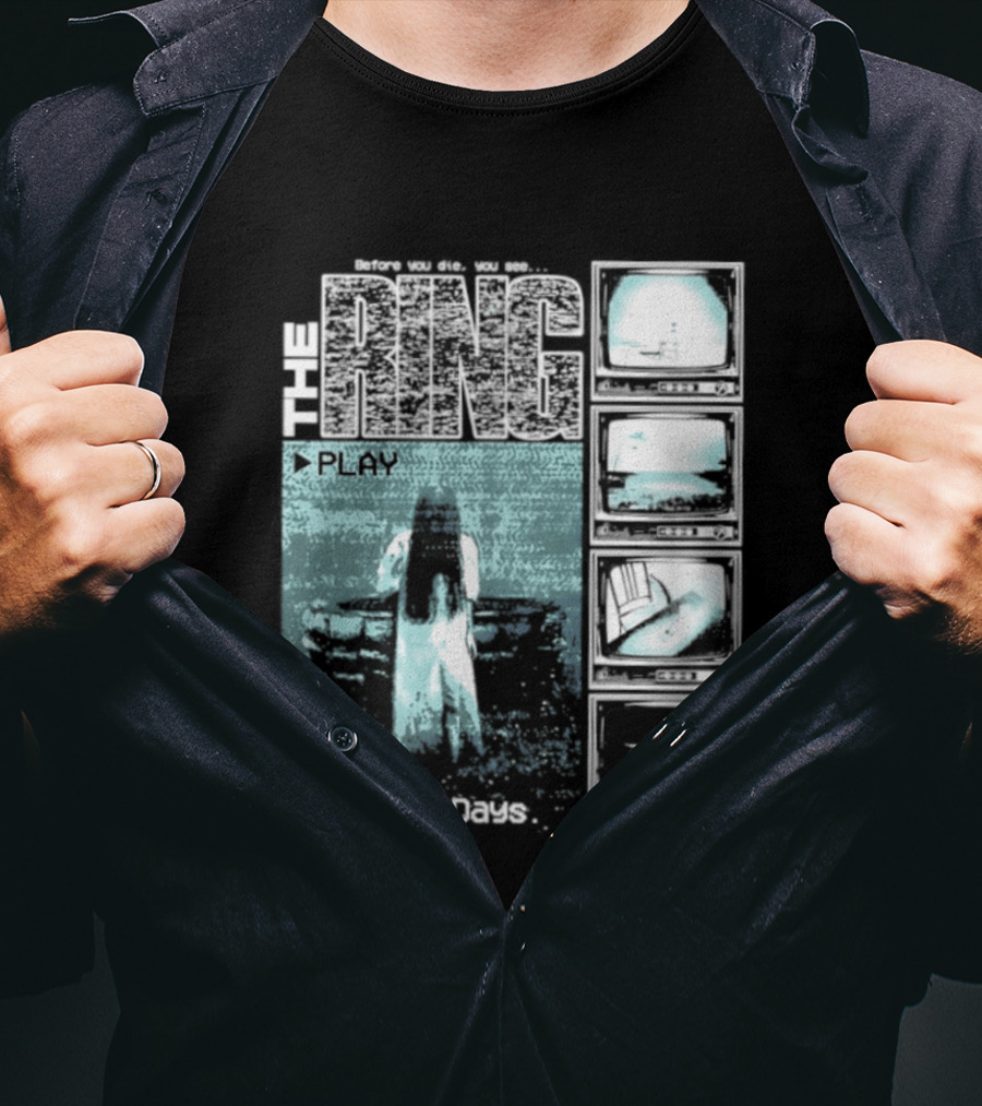 The Ring Seven Days Play Tape Iconic Horror Movie Scene T-Shirt