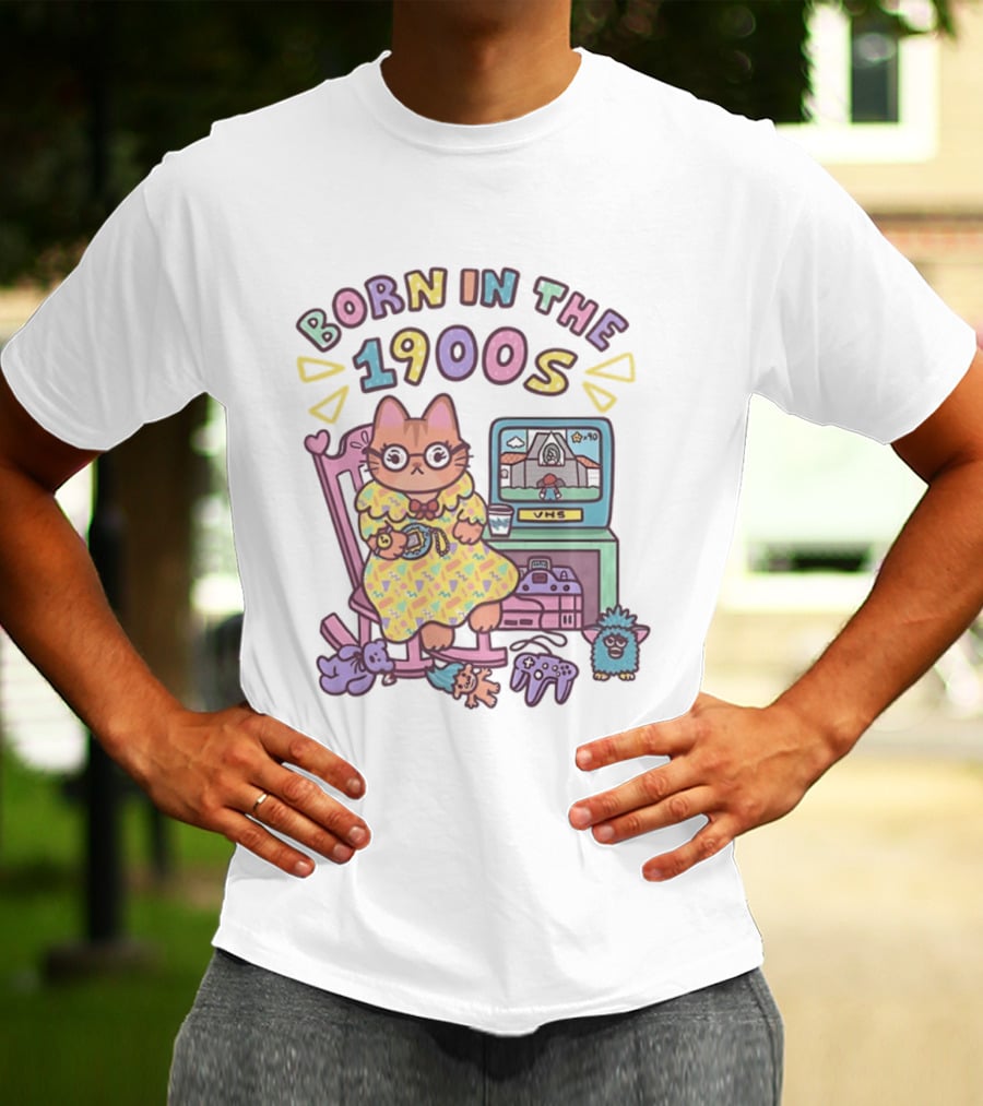 Born In The 1900s Cat VHS Gaming Nostalgia T-Shirt