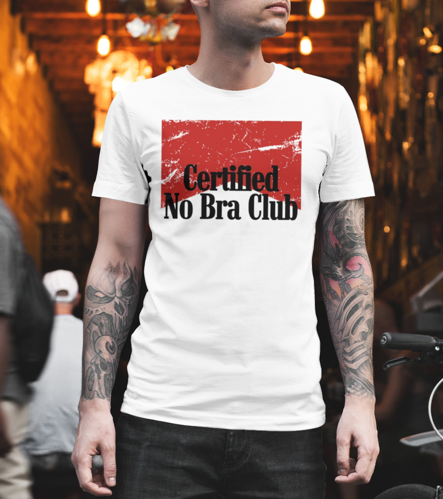 Certified No Bra Club Marlboro Parody Red Banner T-Shirt