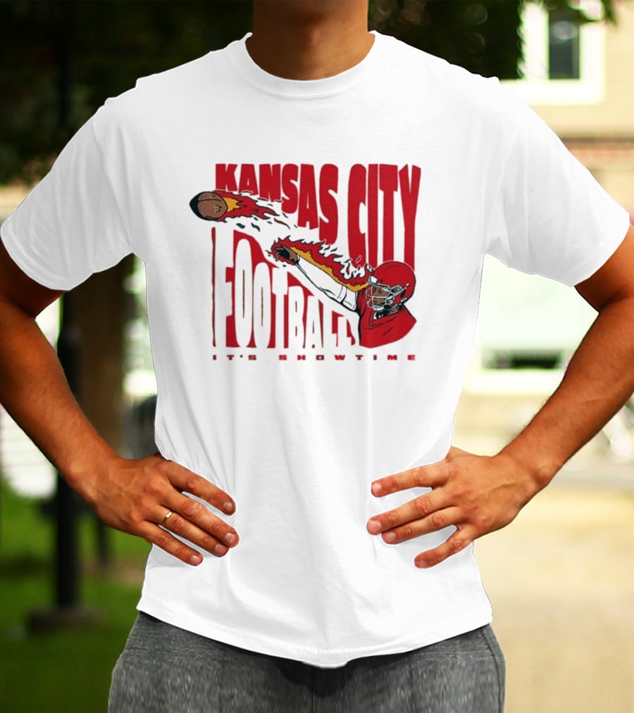 Kansas City Football It's Showtime Quarterback Fireball Pass T-Shirt