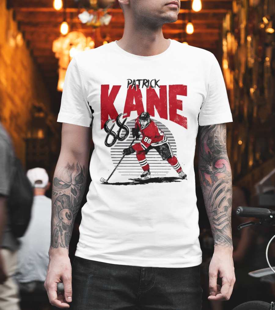 Patrick Kane 88 Chicago Blackhawks Hockey Player Action T-Shirt