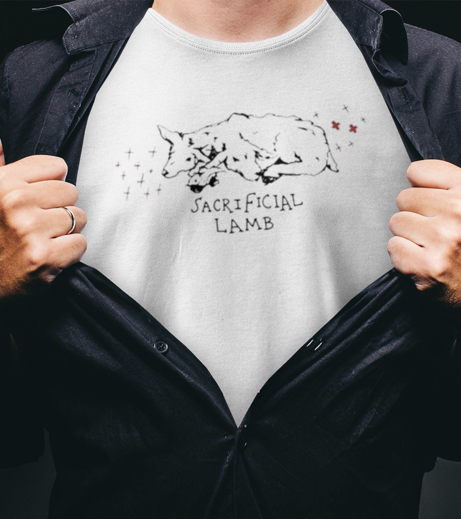 Sacrificial Lamb Illustration With Red Dots Accents T-Shirt