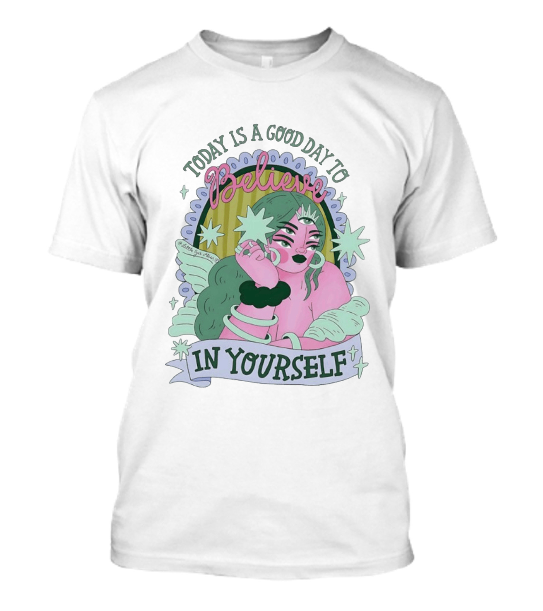Today Is A Good Day To Believe In Yourself Celestial Character With Wings And Stars T-Shirt