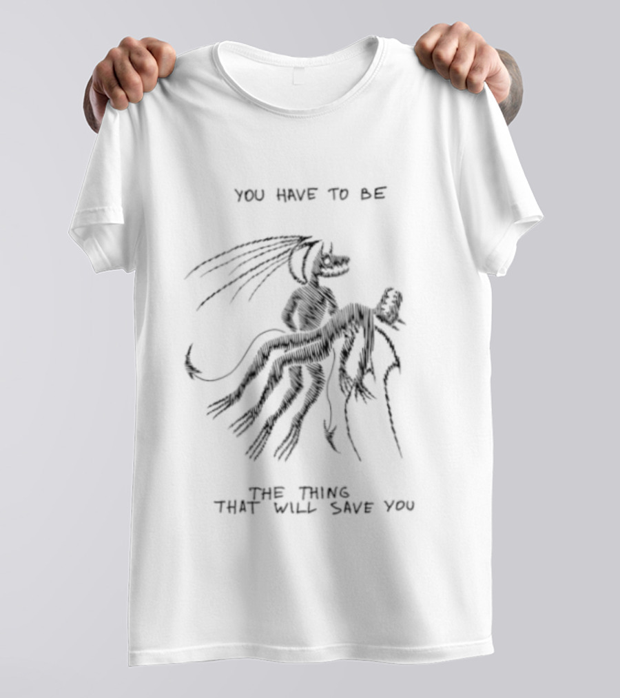 You Have To Be The Thing That Will Save You Abstract Figure With Hat And Flowing Lines T-Shirt
