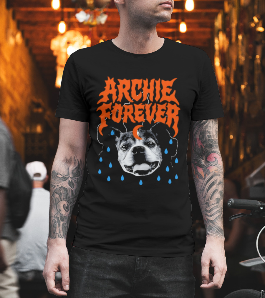 Archie Forever Dog Memorial Pet Tribute With Teardrops And Crescent Moon T-Shirt