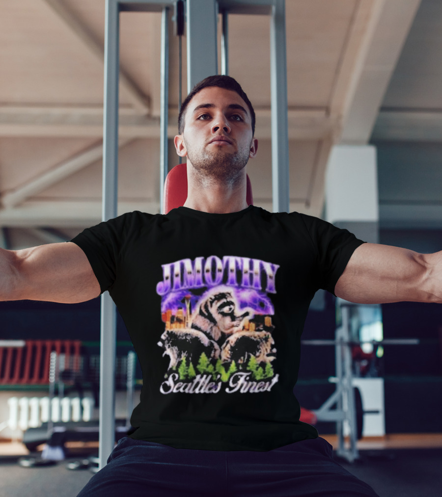 Jimothy Raccoon Seattle Skyline Adventure Forest Scene T-Shirt