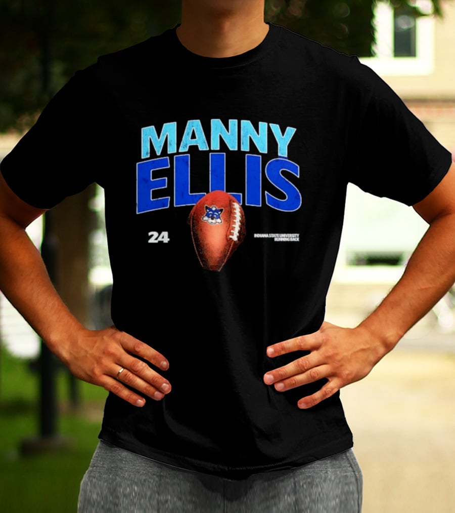 Manny Ellis 24 Indiana State University Running Back Football Sycamores T-Shirt