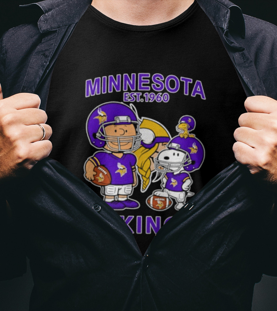 Minnesota Vikings Snoopy Charlie Brown Woodstock Est 1960 Football Team Fan Gear T-Shirt