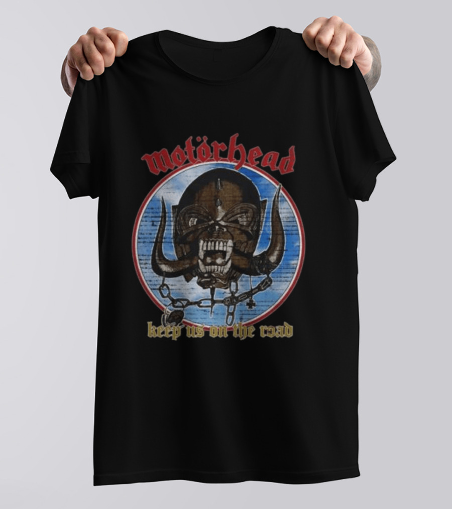 Motörhead Keep Us On The Road Skull Chain Iconic Rock Motif T-Shirt
