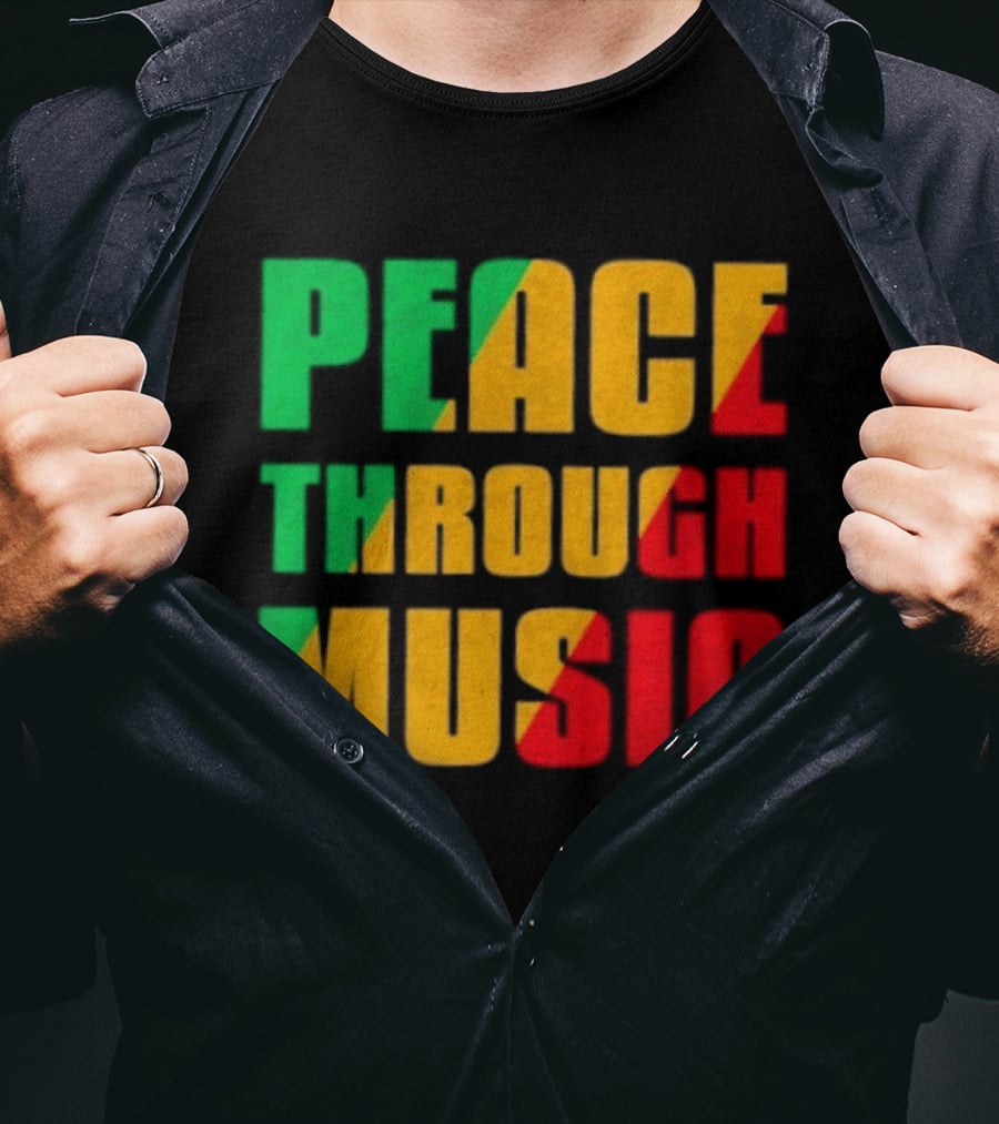 Peace Through Music Reggae Rasta Jamaica T-Shirt