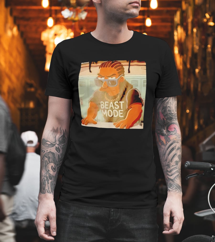 Simpson X Big Chrizzle Beast Mode Character In Sunglasses Locker Room Scene T-Shirt