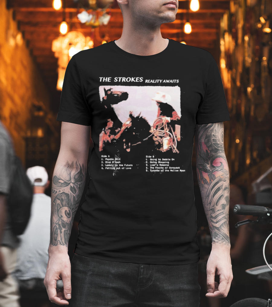 The Strokes Reality Awaits Tracklist Cowboy Imagery Future Nostalgia Space Cowboys T-Shirt