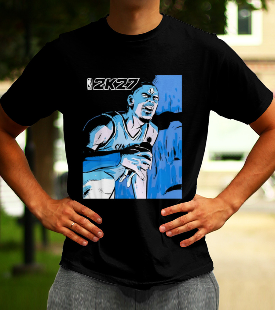 Victor Wembanyama NBA 2K27 Basketball Game Cover T-Shirt