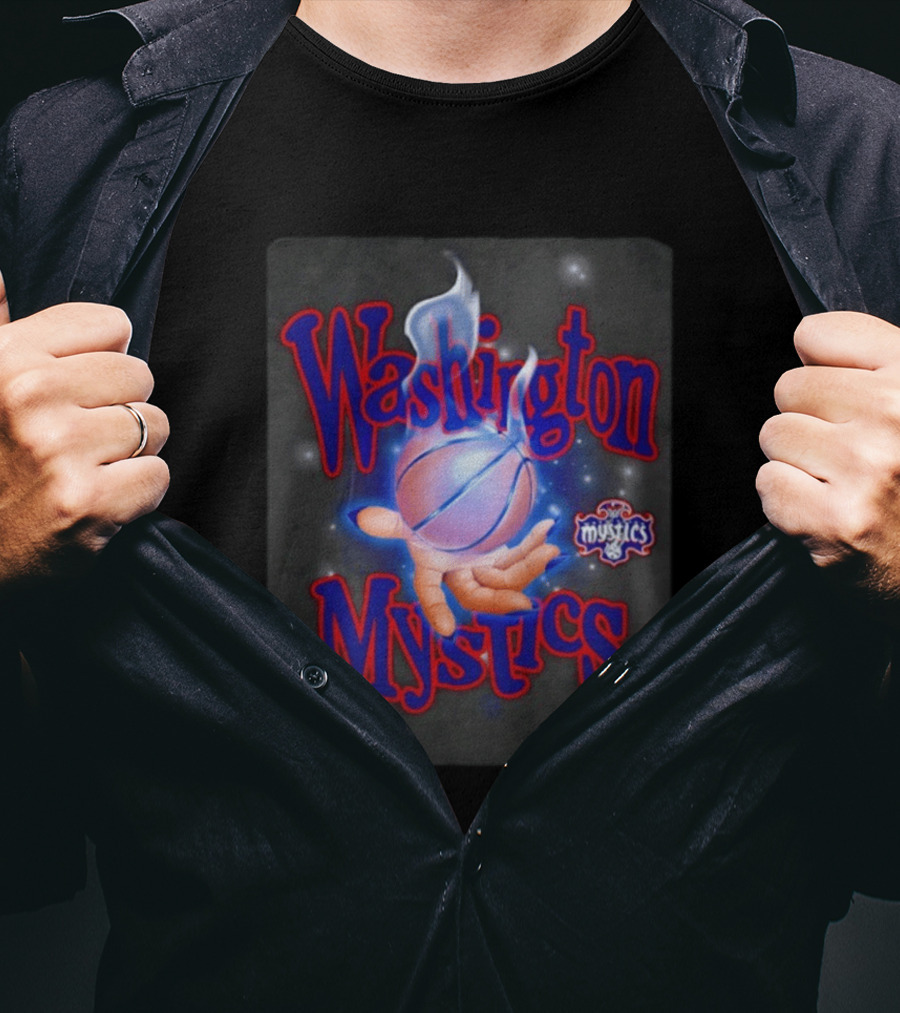 Washington Mystics WNBA Flaming Basketball Team Spirit T-Shirt