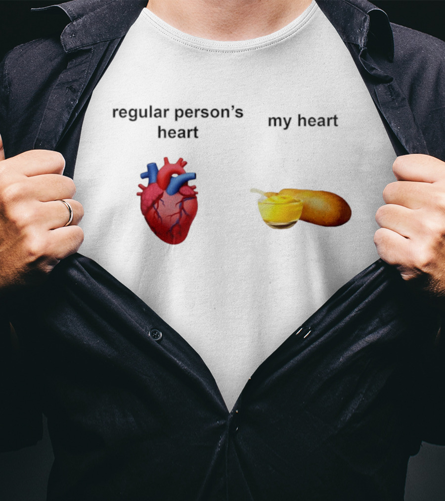 Regular Person's Heart My Heart Corn Dog Mustard T-Shirt
