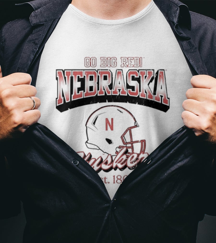 Go Big Red Nebraska Huskers Est 1869 Helmet T-Shirt