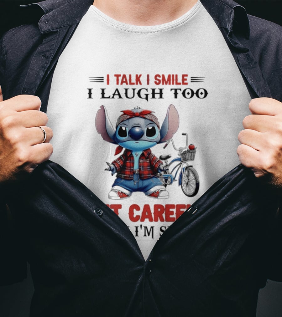 I Talk I Smile I Laugh Too But Careful When I'm Silent Stitch Biker T-Shirt