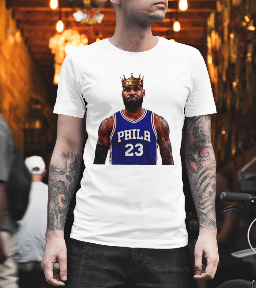 Lebron James 23 Phila Basketball King With Crown T-Shirt