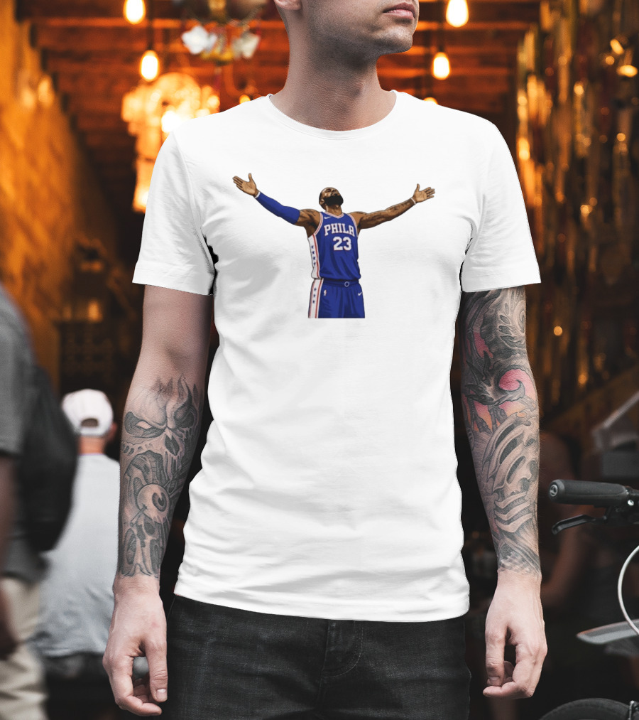 LeBron James Philadelphia 76ers Number 23 NBA Celebration Moment T-Shirt