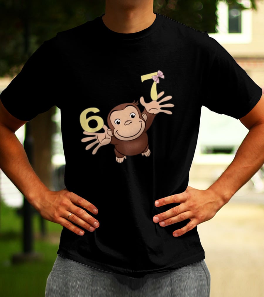 Curious George 67 Birthday Celebration Monkey And Numbers T-Shirt