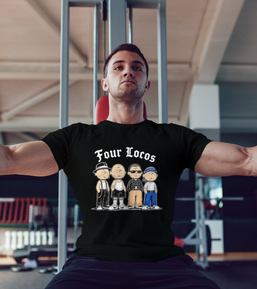 Four Locos Peanuts Gang Cholo Charlie Brown Characters T-Shirt