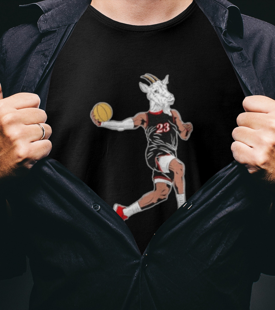Goat Basketball Player Number 23 Greatest Of All Time Dunking Action T-Shirt