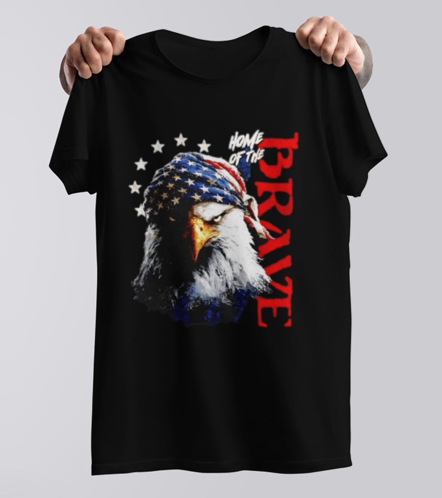 American Eagle Bandana Home Of The Brave Stars T-Shirt