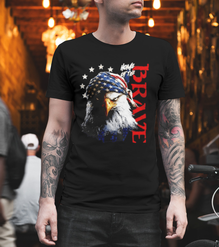 American Eagle Bandana Home Of The Brave Stars T-Shirt