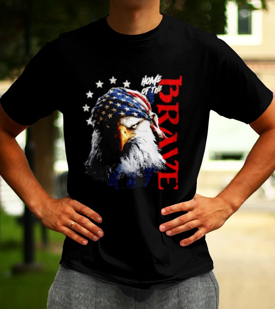 American Eagle Bandana Home Of The Brave Stars T-Shirt