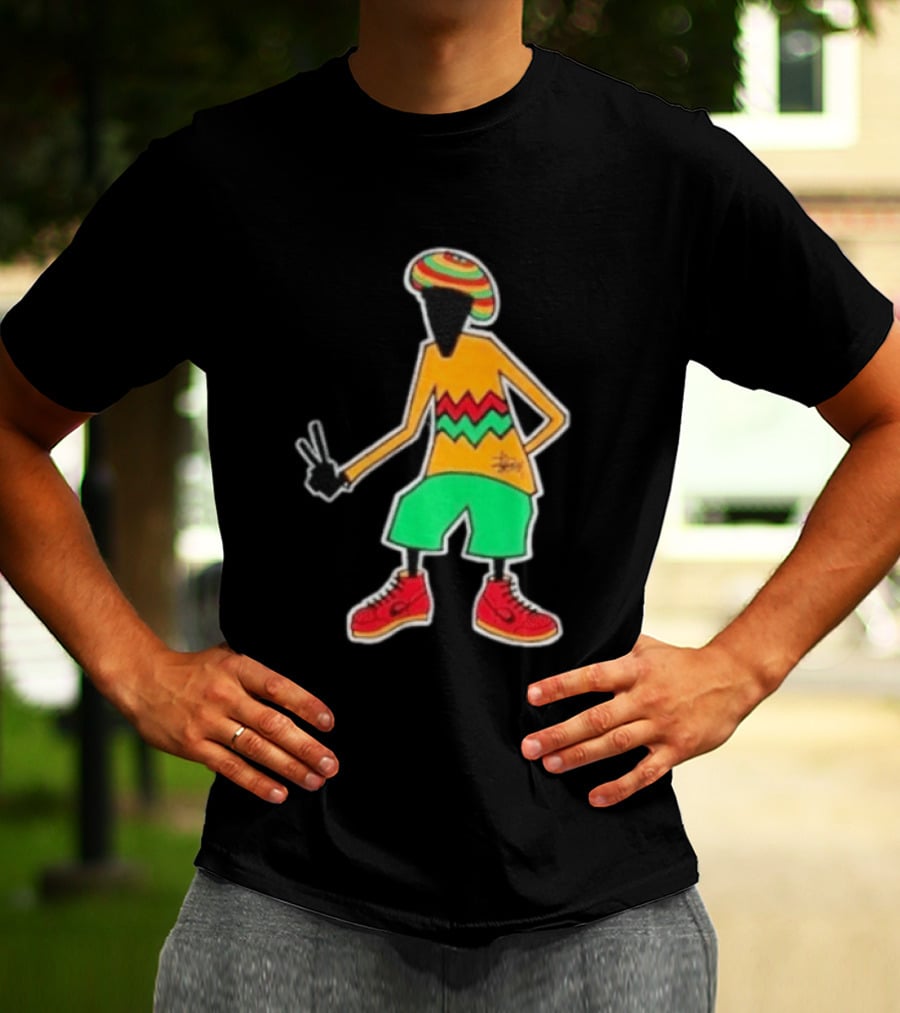 Stussy Rasta Man Peace Sign Reggae Streetwear Jamaica Style Fashion T-Shirt