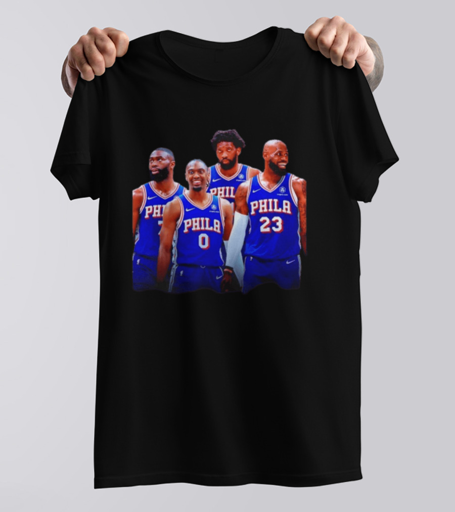 Philadelphia 76ers Joel Embiid Tyrese Maxey Paul George LeBron James NBA Team T-Shirt