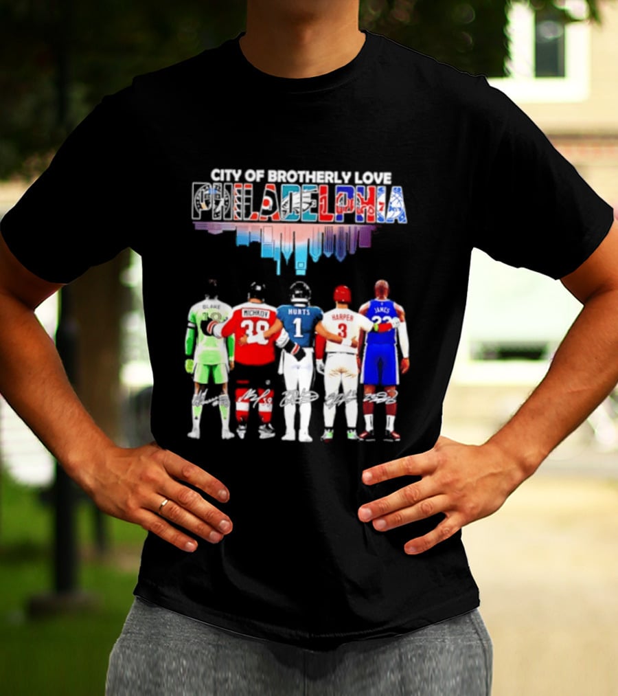 City Of Brotherly Love Philadelphia Skyline James Harper Hurts Blake Michkov T-Shirt