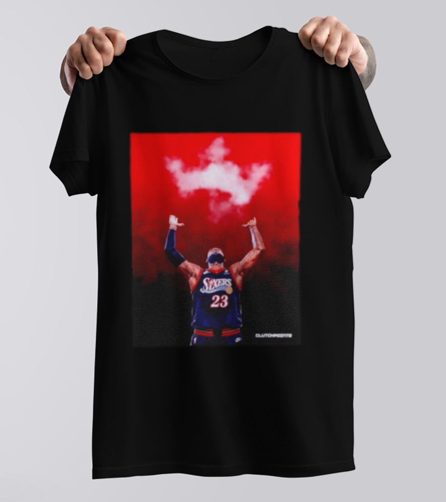 LeBron James Philadelphia 76ers No 23 ClutchPoints King Celebration T-Shirt