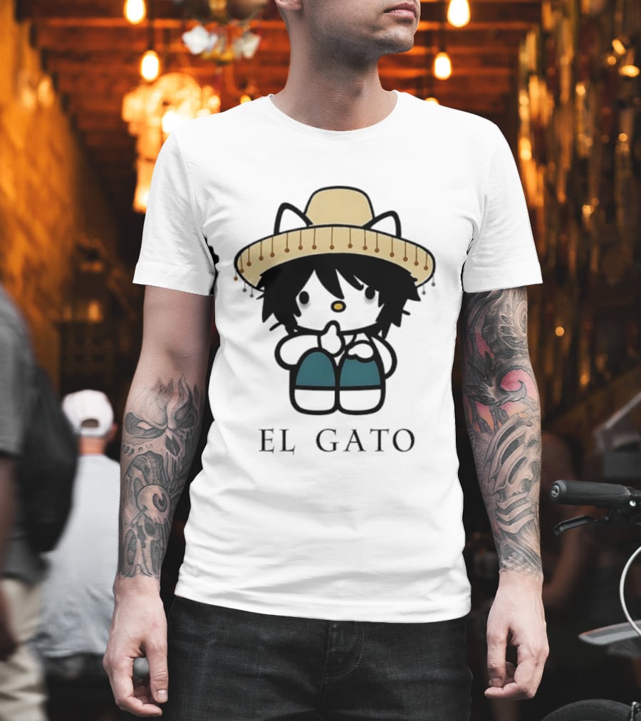 El Gato Hello Kitty L Lawliet Crossover With Sombrero T-Shirt