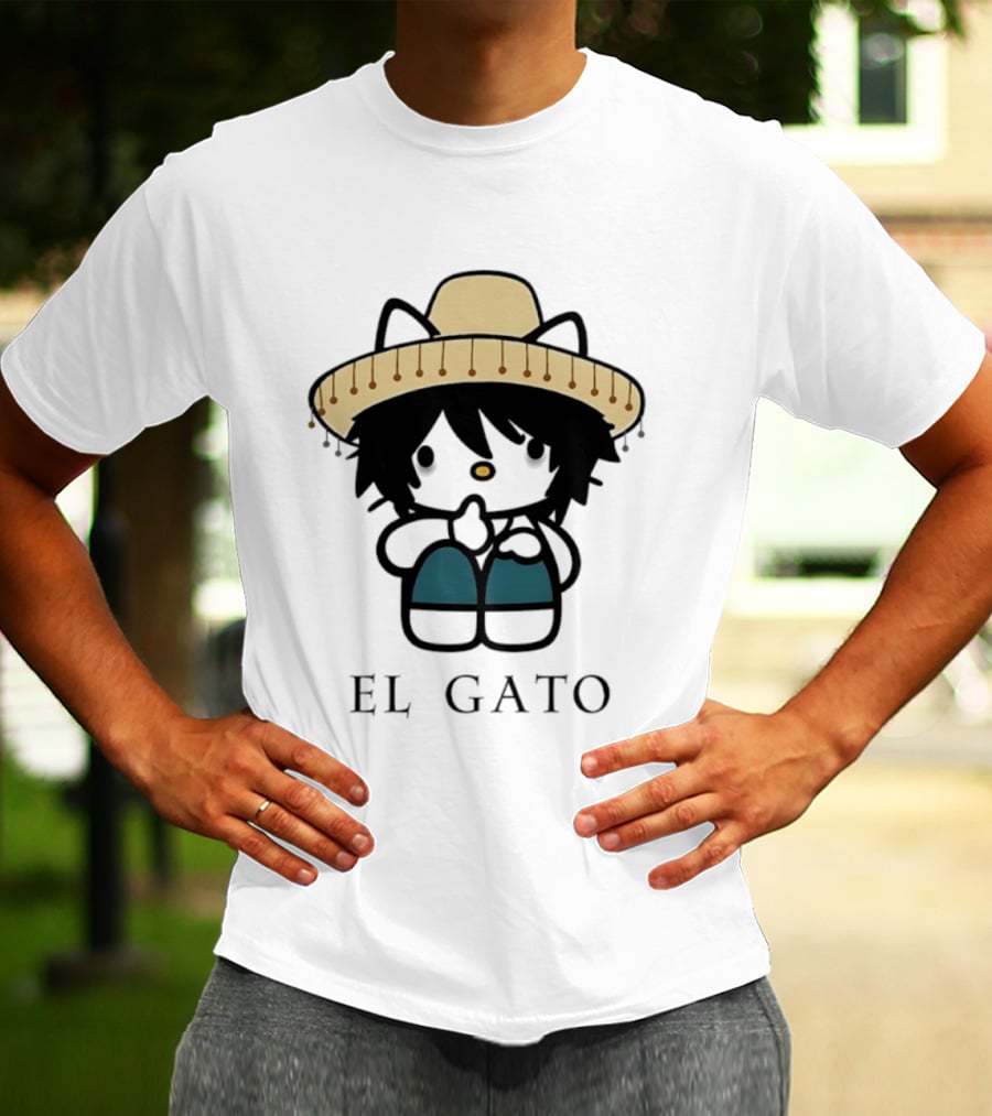 El Gato Hello Kitty L Lawliet Crossover With Sombrero T-Shirt