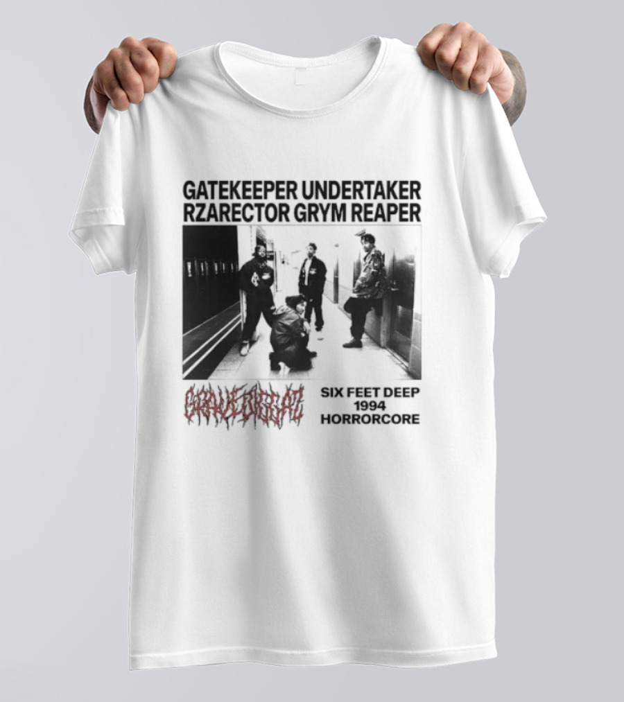 Gravediggaz Six Feet Deep 1994 Gatekeeper Undertaker Rzarector Grym Reaper Horrorcore T-Shirt