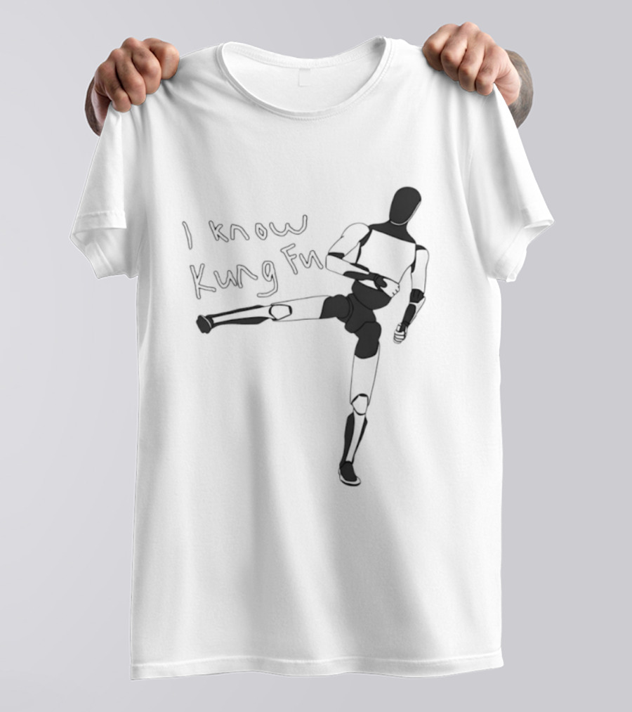 I Know Kung Fu Matrix Mannequin Neo Martial Arts Pose T-Shirt