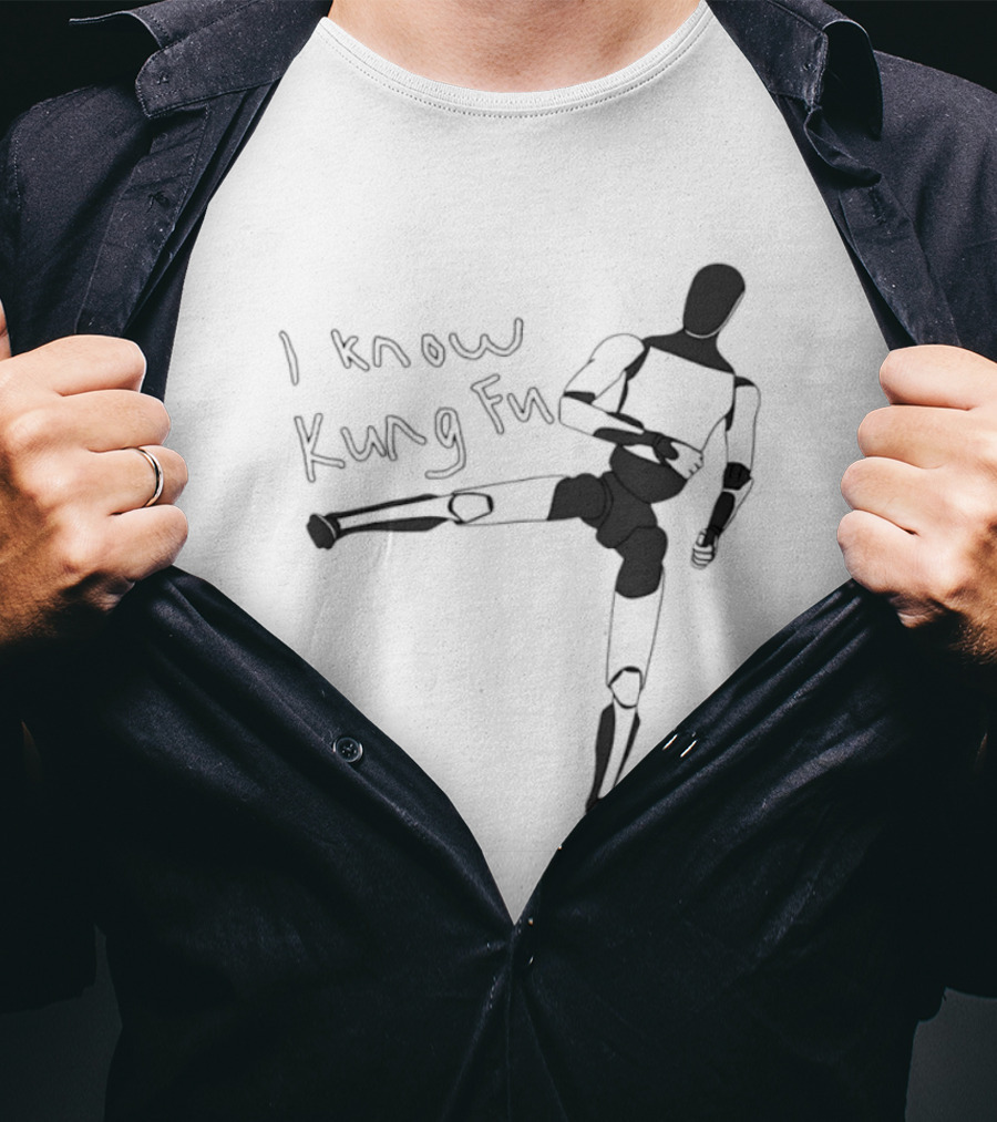 I Know Kung Fu Matrix Mannequin Neo Martial Arts Pose T-Shirt