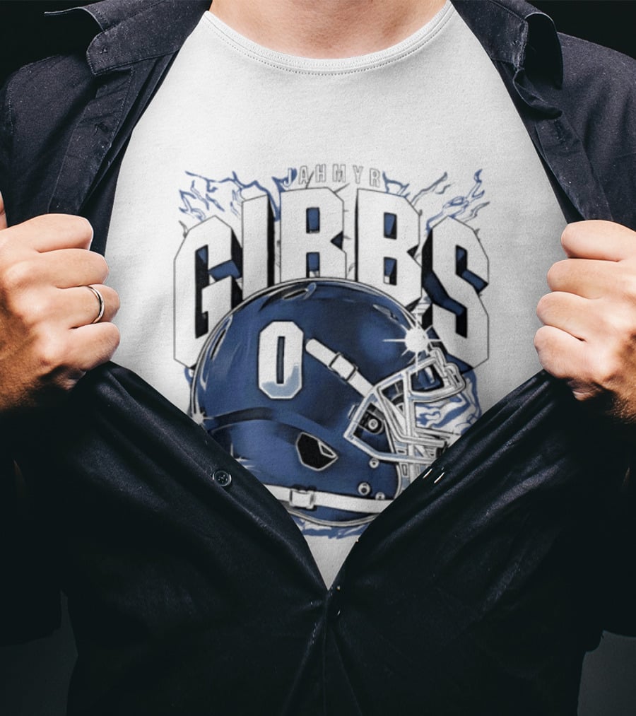 Jahmyr Gibbs 0 Detroit Lions Football Helmet 2026 GIBBS T-Shirt