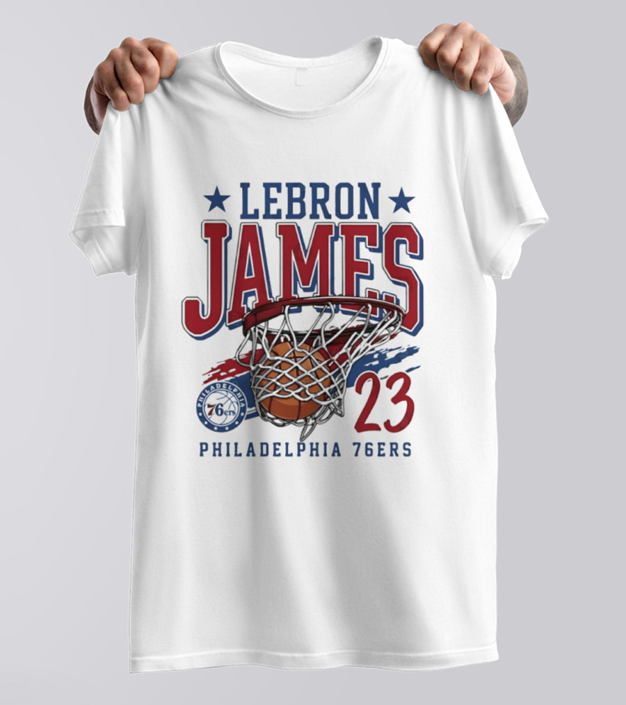 LeBron James Basketball 23 Hoop Philadelphia 76ers T-Shirt