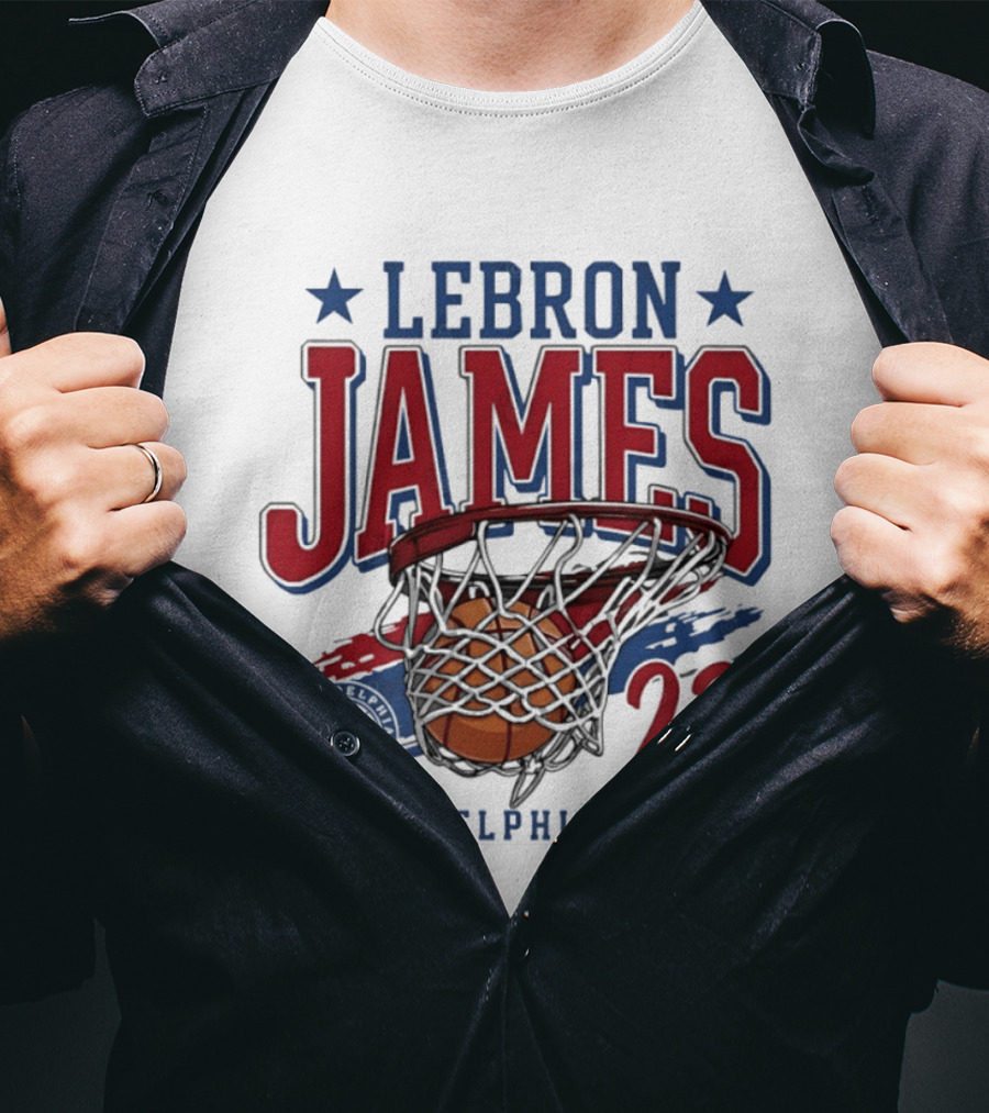 LeBron James Basketball 23 Hoop Philadelphia 76ers T-Shirt