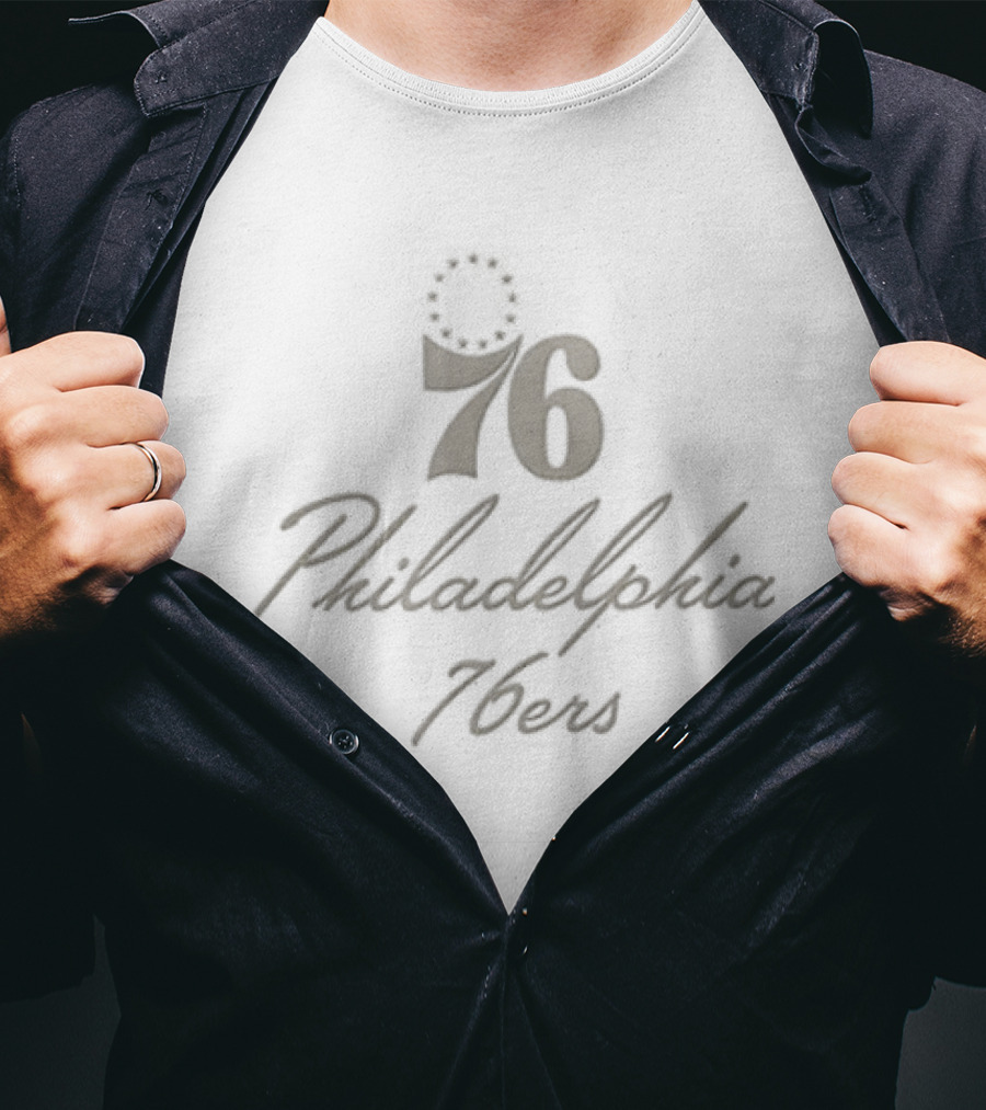 Philadelphia 76ers Cream Name & Number LeBron James 2 Sided T-Shirt