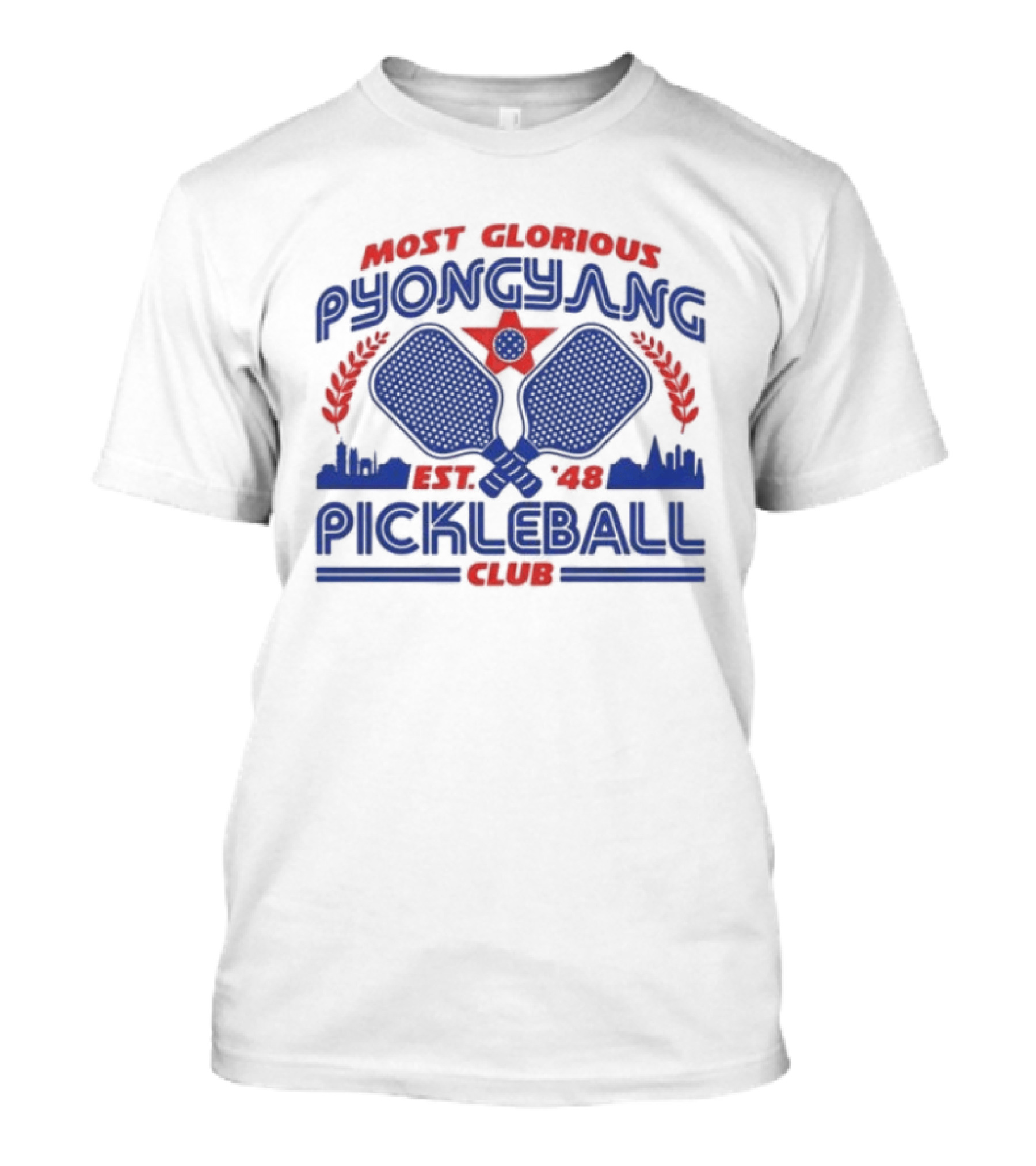 Most Glorious Pyongyang Pickleball Club Established 1948 Retro Paddle T-Shirt