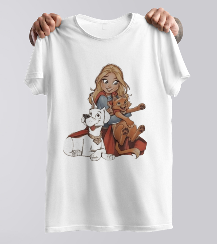 Supergirl Krypto Streaky Cartoon Characters Fun T-Shirt