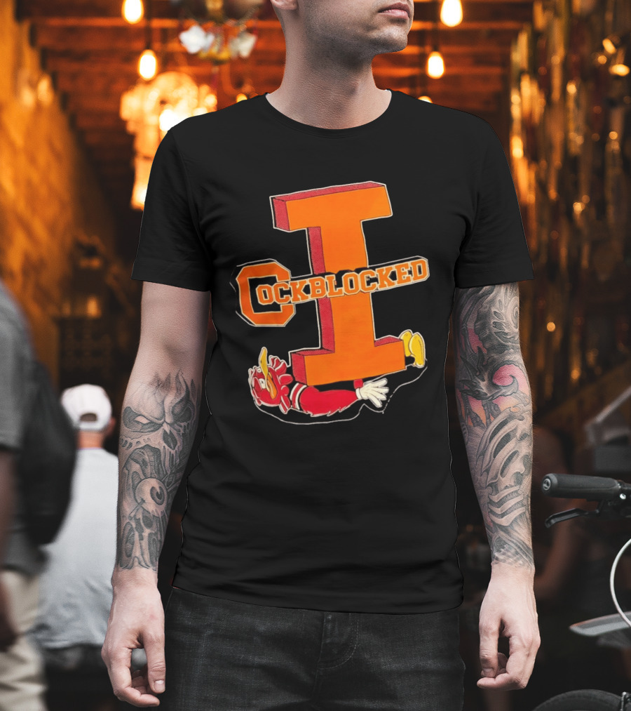 Cockblocked Illinois Fighting Illini Big I Defeat T-Shirt